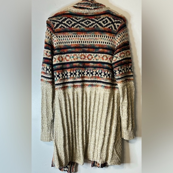 Vtg IBDefusion 1990’s Multicolored Boho Loose Knit Open Cardigan Sweater Sz Sm - Picture 2 of 10